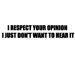 I RESPECT YOUR OPINION I JUST DON'T WANT TO HEAR IT DECAL