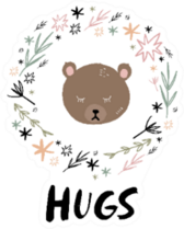 Bear Hugs Floral Illustration Sticker