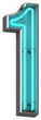 Blue Neon Number 1 Sticker