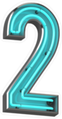 Blue Neon Number 2 Sticker