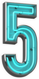 Blue Neon Number 5 Sticker