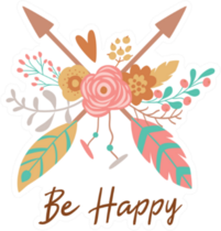 Boho Chic Arrows Be Happy Sticker