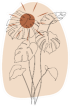 Boho  One Line Flowers Illustration Sticker