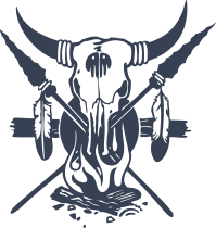 Bull Skull With Spears Feathers And Fire Sticker