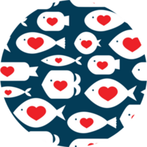 Cute Heart Fish Pattern Sticker