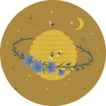 Floral Cosmic Beehive Planet Whimsical Sticker