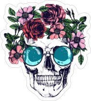Flower Headband and Sunglasses Skull Sticker