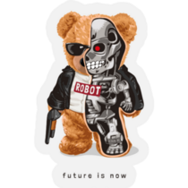 Future Is Now Robot Teddy Sticker