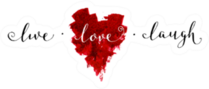 Hand-drawn Painted Red Heart live, Love, Laugh Sticker