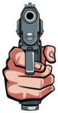 Hand Holding Gun Sticker