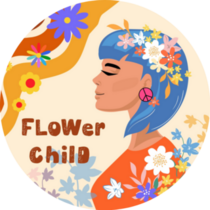 Hippie Woman Flower Girl Psychedelic 70s Sticker