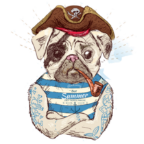 Illustration Of Pirate Pug Sticker