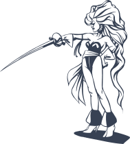 Japanese Woman Warrior With Long Hair And Sword Sticker