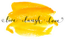 live Laugh Love Lettering Calligraphy On Yellow Watercolor Sticker