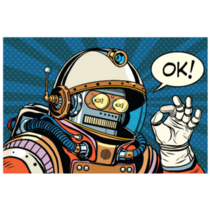 Okay Retro Robot Astronaut Sticker