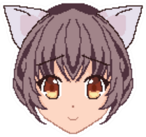 Pixel Art Anime Kawaii Girl Face Cat Ears Sticker