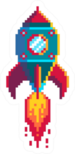 Pixel Art Flying Rocket Sticker