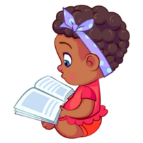 Sweet Baby Girl Sitting And Reading A Book Sticker