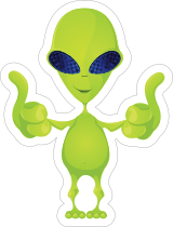 Thumbs Up Green Alien Sticker